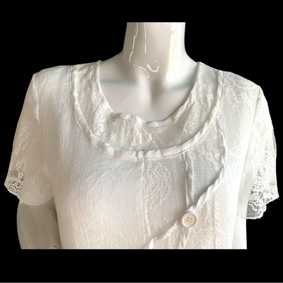 MIRROR IMAGE GAUZE & LACE SHABBY CHIC TUNIC TOP. WOMEN’S SIZE MEDIUM - Picture 6 of 9